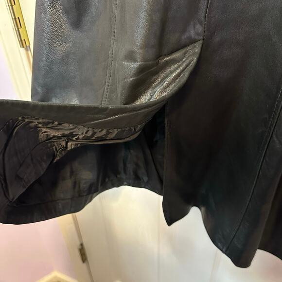 Preston & York Vintage Lamb Skin Leather Button Down Jacket Size S Black Moto - Picture 12 of 12